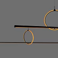 Modern Golden Pendant Lights with Circular Rings and Long Bars Design