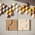 Geometric Wall Decor With Hexagonal And Square Shapes In Warm Neutral Tones 3d model
