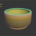 Yellow Ceramic Bowl With Decorative Pattern And Small Dots Design 3d model