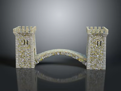 Detailed Medieval Castle Fortress With Stone Towers And Arch Bridge Design 3d model