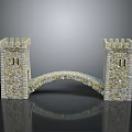 Detailed Medieval Castle Fortress With Stone Towers And Arch Bridge Design