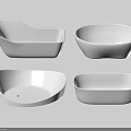 White Ceramic Washbasins in Different Shapes on Light Colored Background 3d model