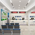 Modern Service Hall Interior with Service Windows Promotional Posters and Neat Seats