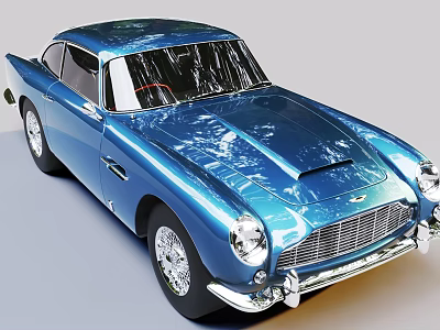 Blue Classic Car With Shiny Exterior And Retro Details 3d model