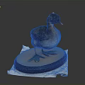 Small Brown Water Bird Model Standing On Orange Black Base With White Cloth