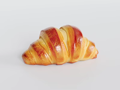 Freshly Baked Golden Brown Croissant With Flaky Layers And Buttery Taste 3d model