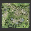 Modern Detailed Miniature Terrain Model with Green Grass Ponds and Pathways