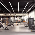 Modern Fitness Gym Interior With Treadmills Exercise Equipment And Motivational Quotes