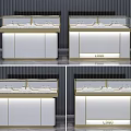 Jewelry Display Shelves with White and Gold Design Glass Top LED Lighting and LOGO Panel