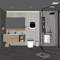 Modern Bathroom Interior Design With Vanity Mirror Toilet Glass Shower And Cabinet