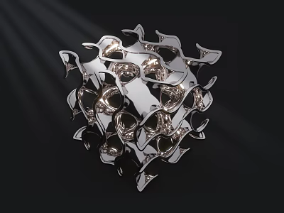 Contemporary Metallic Wall Decor Featuring Intricate Openwork Design And Reflective Surface 3d model