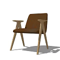 Modern Cozy Brown Single Seater Sofa With Fabric Upholstery And Wood Legs