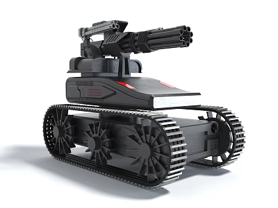 Electric Toy Tracked Tank Robot With Remote Control Black Red Accents 3d model