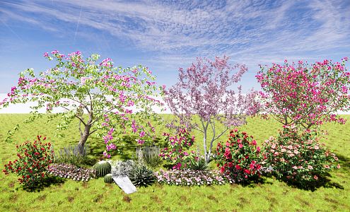 Modern Flower Tree Blossoms Little Qiao Bougainvillea Tea Plum Begonia Flower Xifu Begonia Cherry Blossoms 3d model