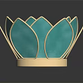 Elegant Turquoise Lotus Shaped Decorative Furniture Piece With Golden Rim Base