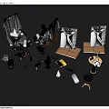 Art Supplies Collection Featuring Plaster Sculptures Drawing Boards Paints And Tools