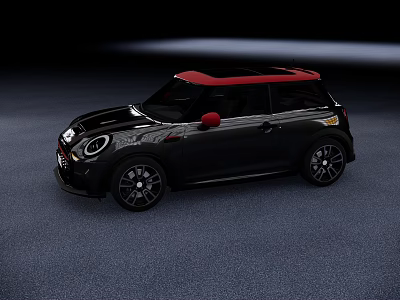Sleek Black Car With Red Roof Sporty Design And Black Alloy Wheels 3d model