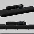 Modern Large Sectional Sofa With Black Modular Design And Soft Comfortable Cushions 3d model