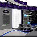 Modern Stage Design With Circular Structure Purple Blue Lighting And Starry Screen 3d model