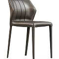 Modern Leather Leisure Chair With Vertical Stitching And Slim Metal Legs