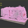 Red And Gray Fire Truck Model With Red Wheels Emblem Display Base And Green Grass