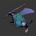 Man With Blue Hair In Fantasy Costume And Detailed 3D Character Design