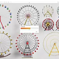 Children's Play Area Featuring Various Colorful Ferris Wheels And Play Structures