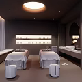 Modern SPA Sauna Room With Massage Beds Soft Lighting And Relaxing Interior