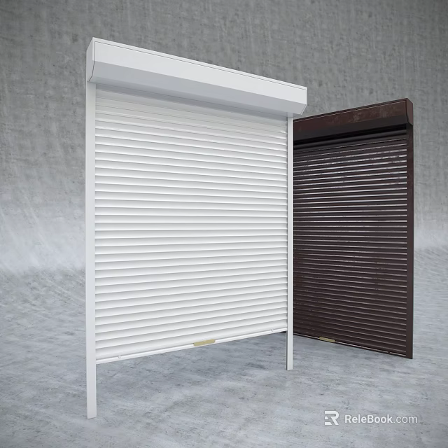 White And Brown Roller Shutters For Home Exterior Building Design Options 3d model 