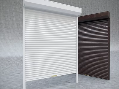 White And Brown Roller Shutters For Home Exterior Building Design Options 3d model