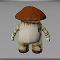 Cartoon Mushroom Character With Red Cap White Body And Striped Arms Legs