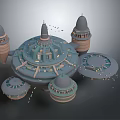 Futuristic Sci Fi City Architecture With Domed Towers Floating Sections And Complex Design 3d model