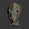 Detailed Brownish Gray Rhinoceros 3D Model With Textured Surface On Dark Background