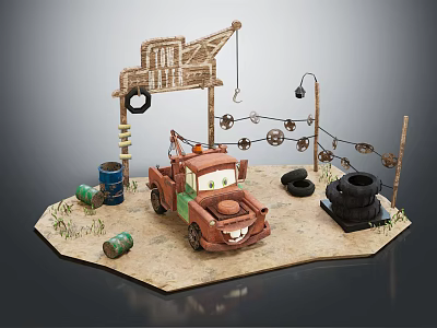 Modern Cartoon Scene Repair Factory Cartoon Car 3d model Modern Cartoon Scene Repair Factory Cartoon Car 3d model