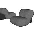 Gray Fabric Upholstered Single Sofa Featuring Modern Curved Design And Black Square Base 3d model
