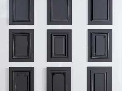 Black Cabinet Doors With Various Decorative Panel Designs For Kitchen Furniture 3d model