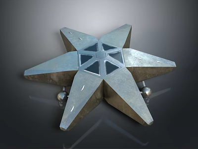 Star Shaped Metal Decorative Structure With Geometric Design And Spherical Supports 3d model
