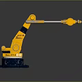 Yellow Industrial Robot Arm With Blue Base And Mechanical Structure Design 3d model