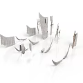 Abstract Metal Sculptural Components For Modern Art Installation With Curved And Angular Shapes