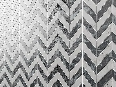 Black and White Herringbone Tiles with Timeless Pattern for Modern Interior Design 3d model