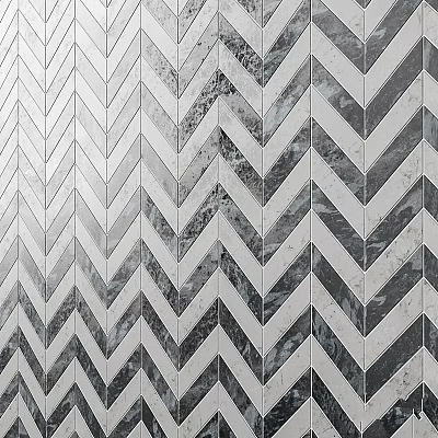 Black and White Herringbone Tiles with Timeless Pattern for Modern Interior Design 3d model