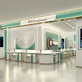 Elegant Modern Jewelry Store Interior With Display Counters And Lighting 3d model
