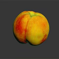 Fresh Ripe Yellow and Red Peach on Black Background with Clear Reflection