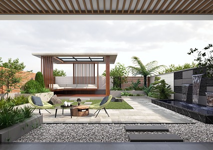 Modern courtyard landscape 3d model