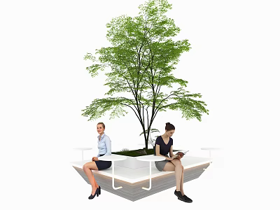 Modern Outdoor Landscape Seating Surrounding Green Tree For People Relaxing 3d model