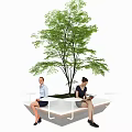 Modern Outdoor Landscape Seating Surrounding Green Tree For People Relaxing