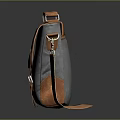 Vintage Brown And Gray Leather Canvas Messenger Bag With Brass Buckles And Shoulder Strap