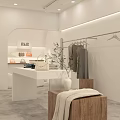 Modern Clothing Store Interior With Mannequin Hanging Clothes And Decorative Plants