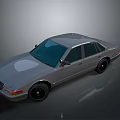 Silver Classic Sedan With Shiny Body And Black Wheels On Gray Background