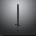 Classic Metal Sword With Sharp Blade And Intricate Hilt Design On Dark Background